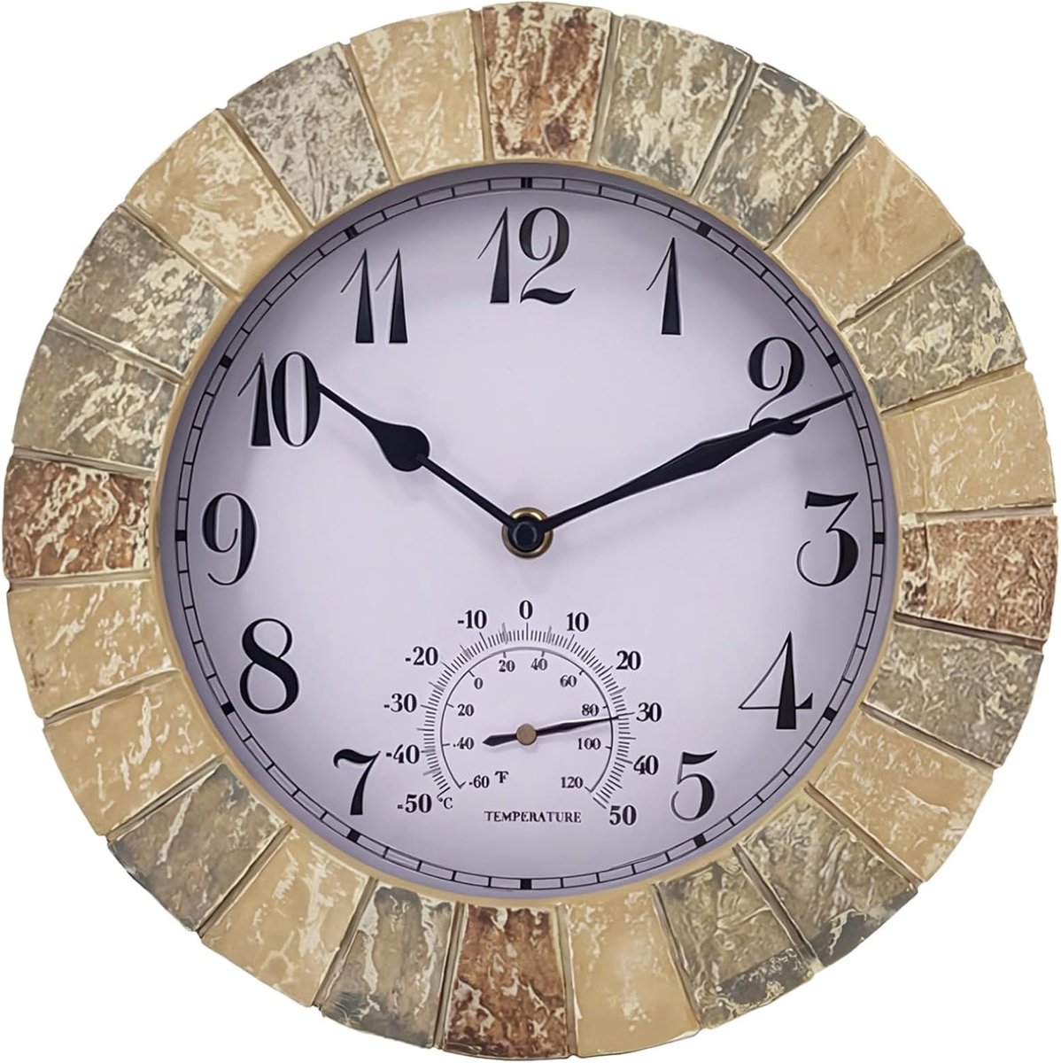 Tuinklok Thermometer - Wandklok Buiten - Terras Decoratie - Europees Design - 25 cm Diameter