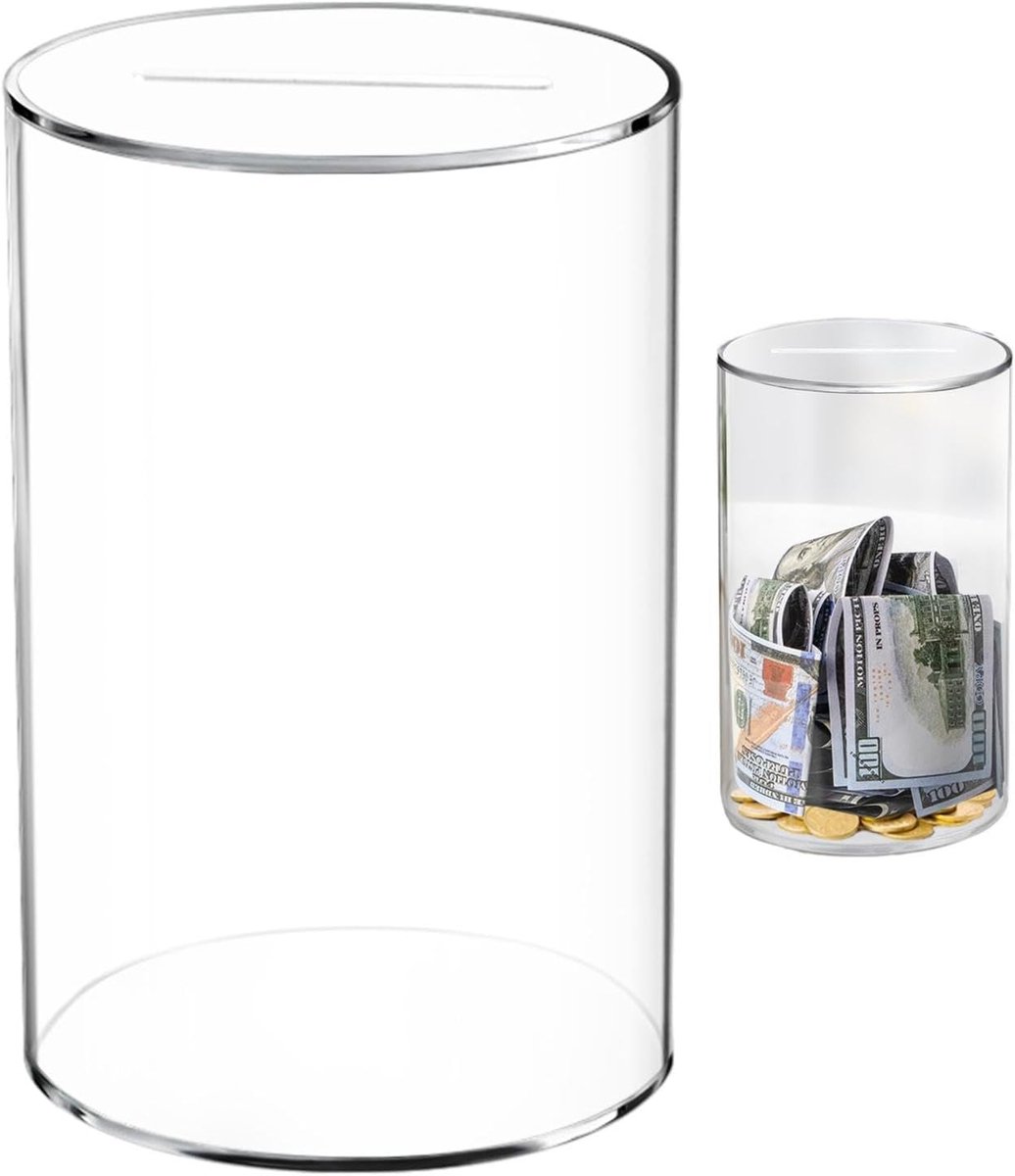 Acryl Spaarpot - Geldkist Transparant - Geld Sparen - Niet Te Openen - 9x9x15cm - Multicolor