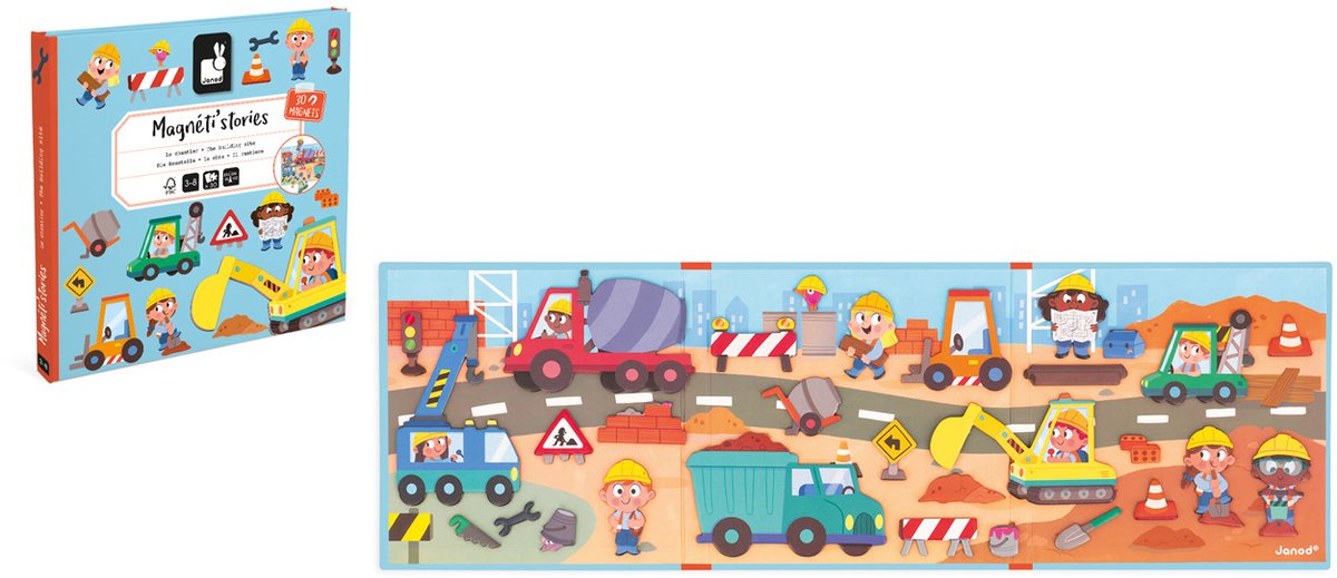 Janod - Magneti Stories - De bouwplaats – Educatieve magneetset — afbeelding 7