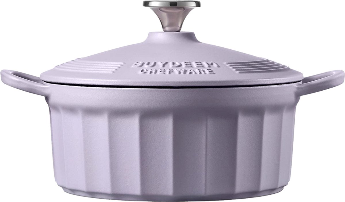 BUYDEEM CP521 Serie - Geëmailleerde Gietijzeren Pan - 2,9L - Petal Purple