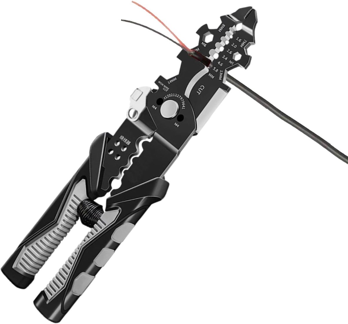 Draadontmantelaar Gereedschap - Kniptang Striptang - Kabel Strippen - 25-in-1 Multifunctioneel - 213 cm Lengte - Grijs