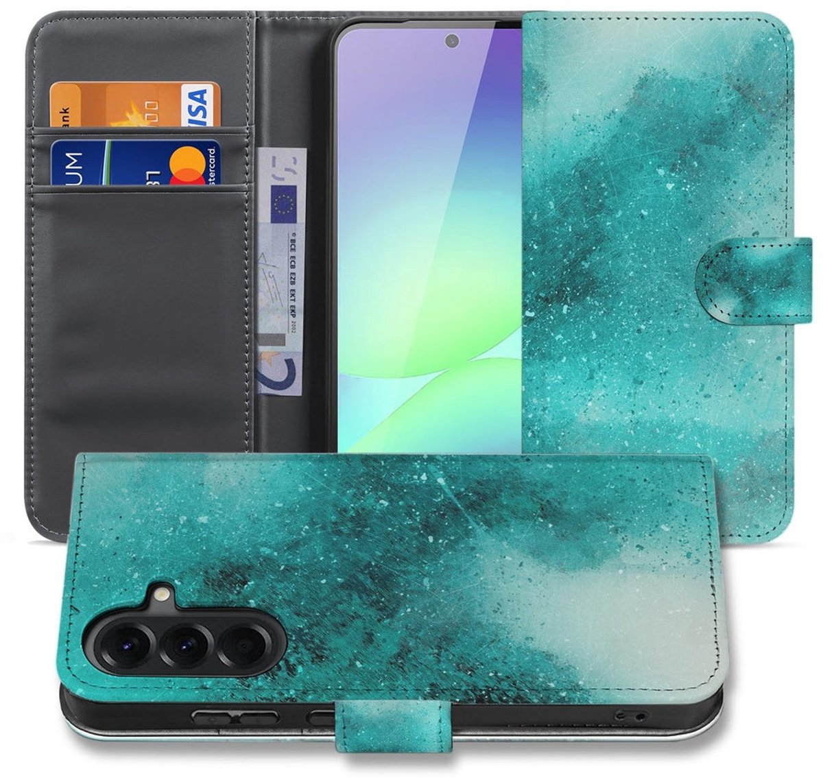 Samsung Galaxy A37 Book Case Painting Blue met Pasjeshouder
