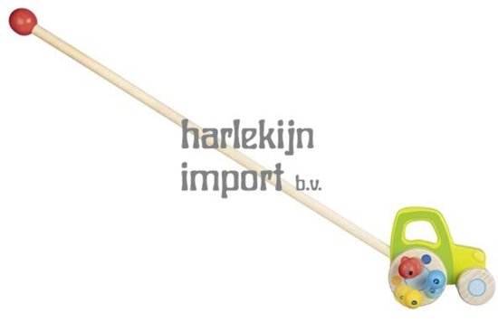 Goki Stokroller Tractor Jongens 10 Cm Hout Naturel/groen/geel van goki — afbeelding 3