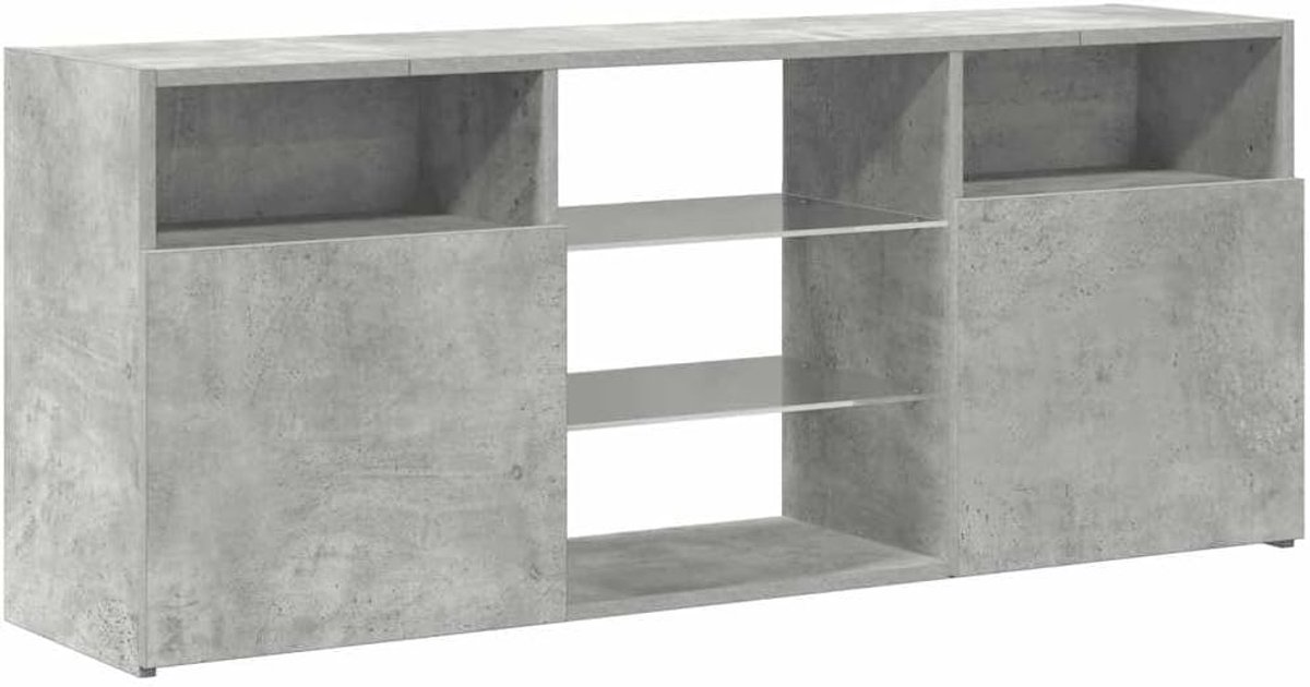 TV-meubel met LED - Opbergkast Dressoir - Entertainment Center - RGB Kleurverlichting - 120x30x50 Cm - Betongrijs