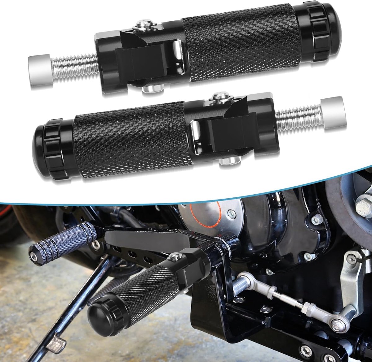 Inklapbare Motorvoetsteunen - Antislip Pedalen - Motor Rijden - Universele Pasvorm - 8 mm - Zwart
