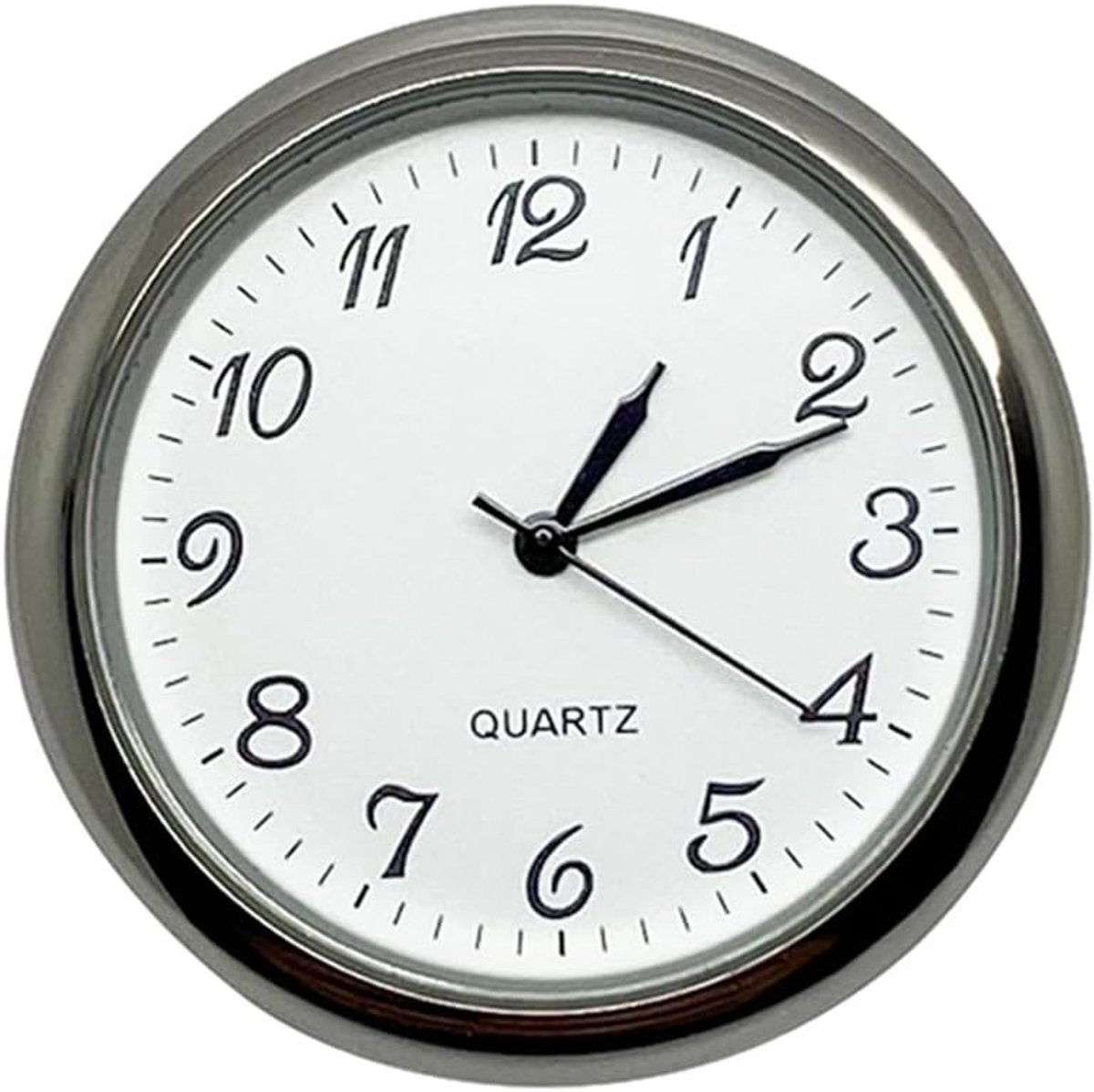 Klok Beweging Insert - Metaal Quartz Klokje - Klok Reparatie - Chroom Bezel Zilver - 45mm Diameter - Wit Zwart