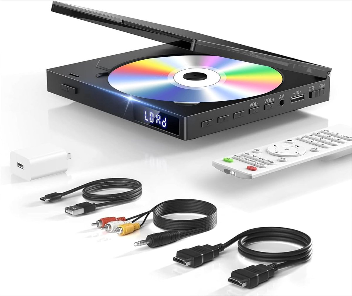 Mini DVD Speler - Compacte DVD Speler - TV Afspelen - Regiovrij - 15x13x3 cm - Zwart