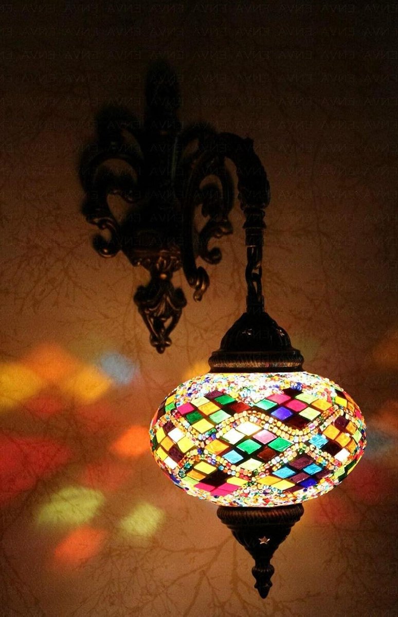 Mozaïek Wandlamp - Marokkaans Licht - Sfeerverlichting Kamer - Handgemaakt Glas - Multicolor