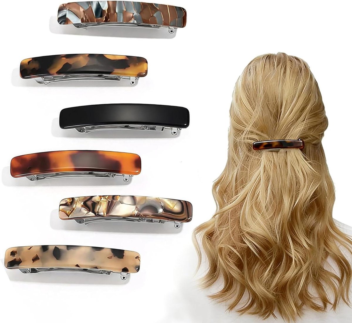 Haarspelden Set - Franse Clips - Dagelijks Haar - Stevige Grip - 75x12mm - Schildpad