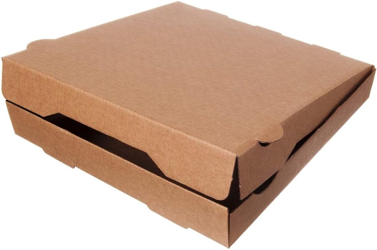 Pizza dozen - Verpakking vierkant - Warm houden - Stoomgaten - 30x30 cm - Bruin