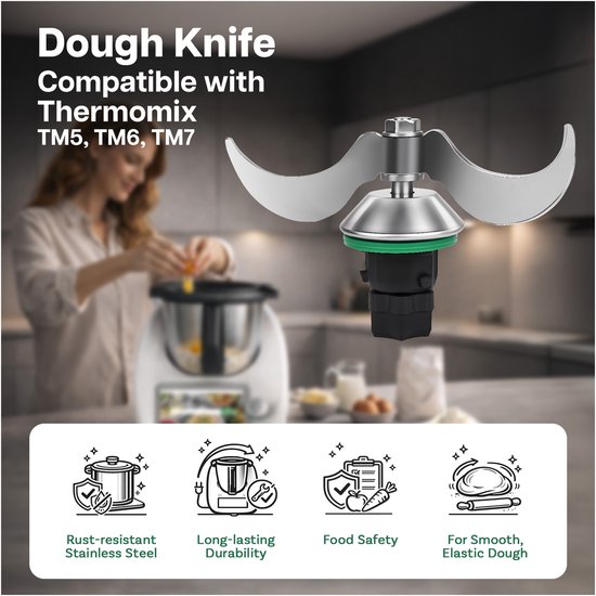 Deegmes RVS Geschikt voor Thermomix TM7, TM6 & TM5 van MMOBIEL - Deegmengmes Ideaal voor Brood- en Pizzadeeg - Geen Deegresten - Voor Thermomix Keukenmachines — afbeelding 5