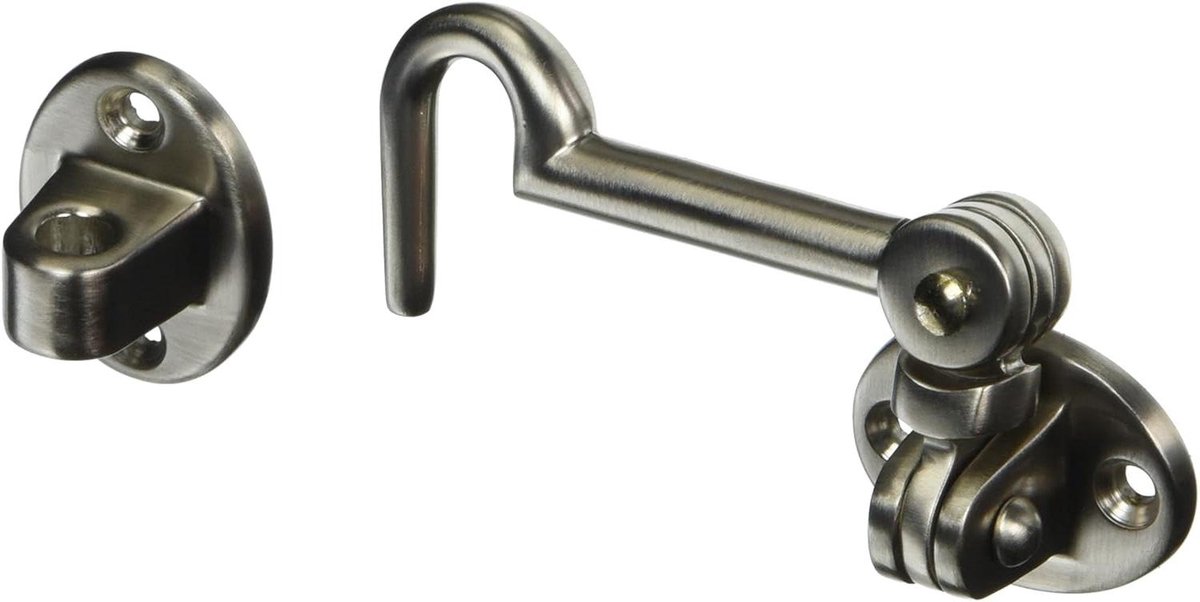 Deurhaak - Cabine haak - Deurbevestiging - Satijn nikkel afwerking - 10.8 x 3.8 x 2.5 cm