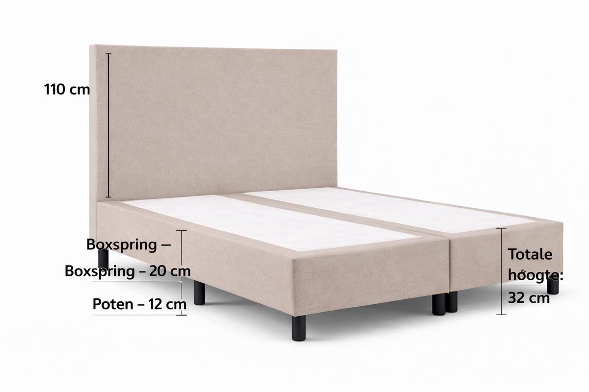 Boxspring Ayla Royal - 200x200 Zonder matras - Beige Glad - Ayla Matrassen - 2 persoons