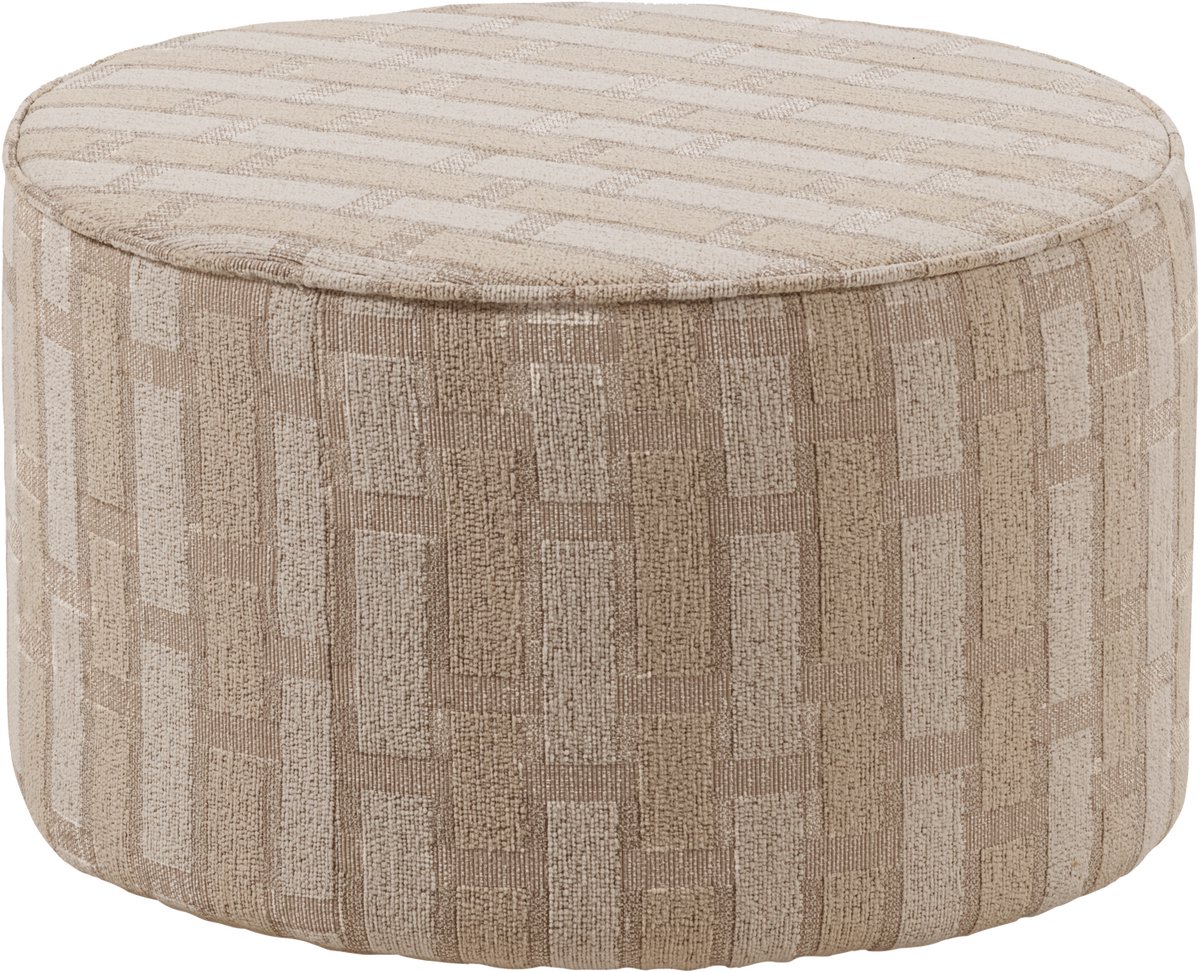 WOOOD Sarli Poef Laag Dessin - Chenille - Naturel/Beige - 36x60x60