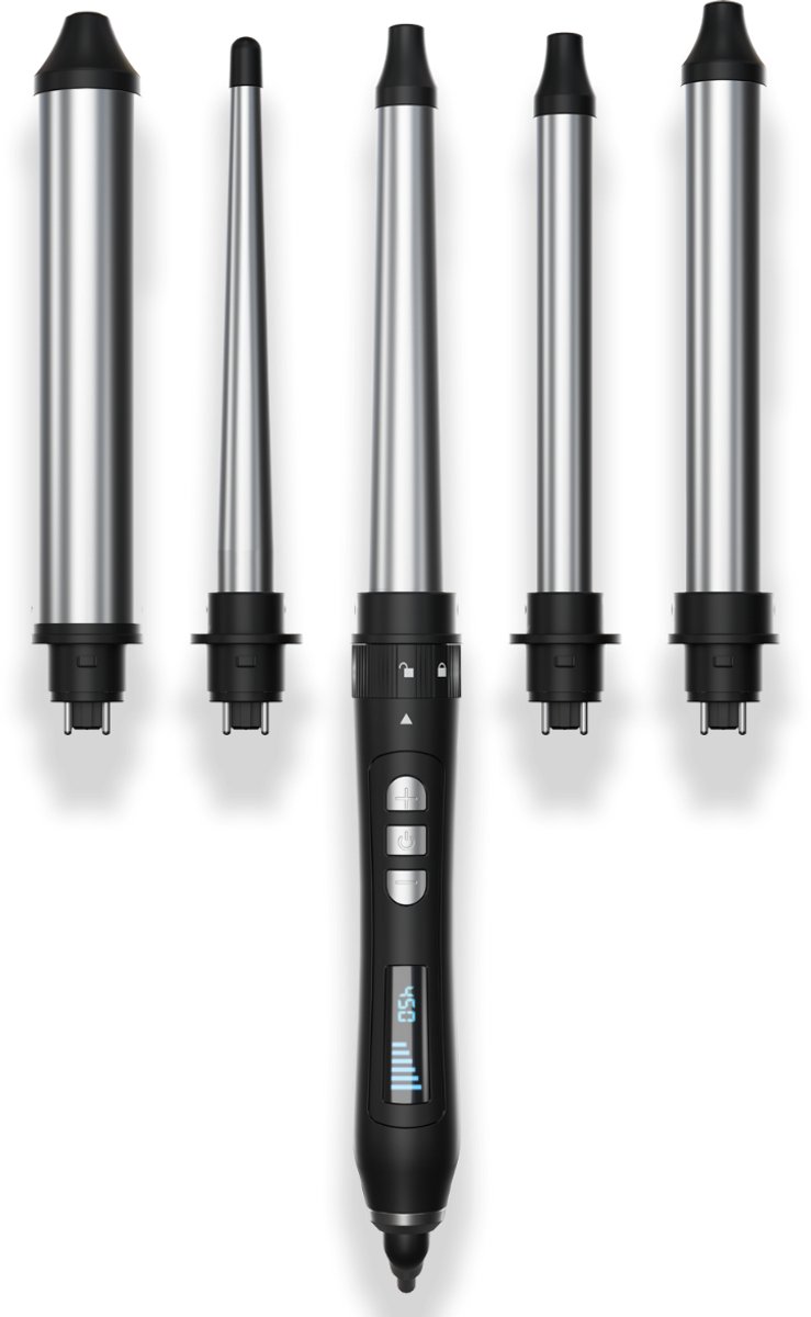 Amika The Chameleon 5-in-1 Curling Wand, verwisselbare krultang | Krultang met opzetstukken - Curling iron - 5 Barrel Interchangeable Curling Kit