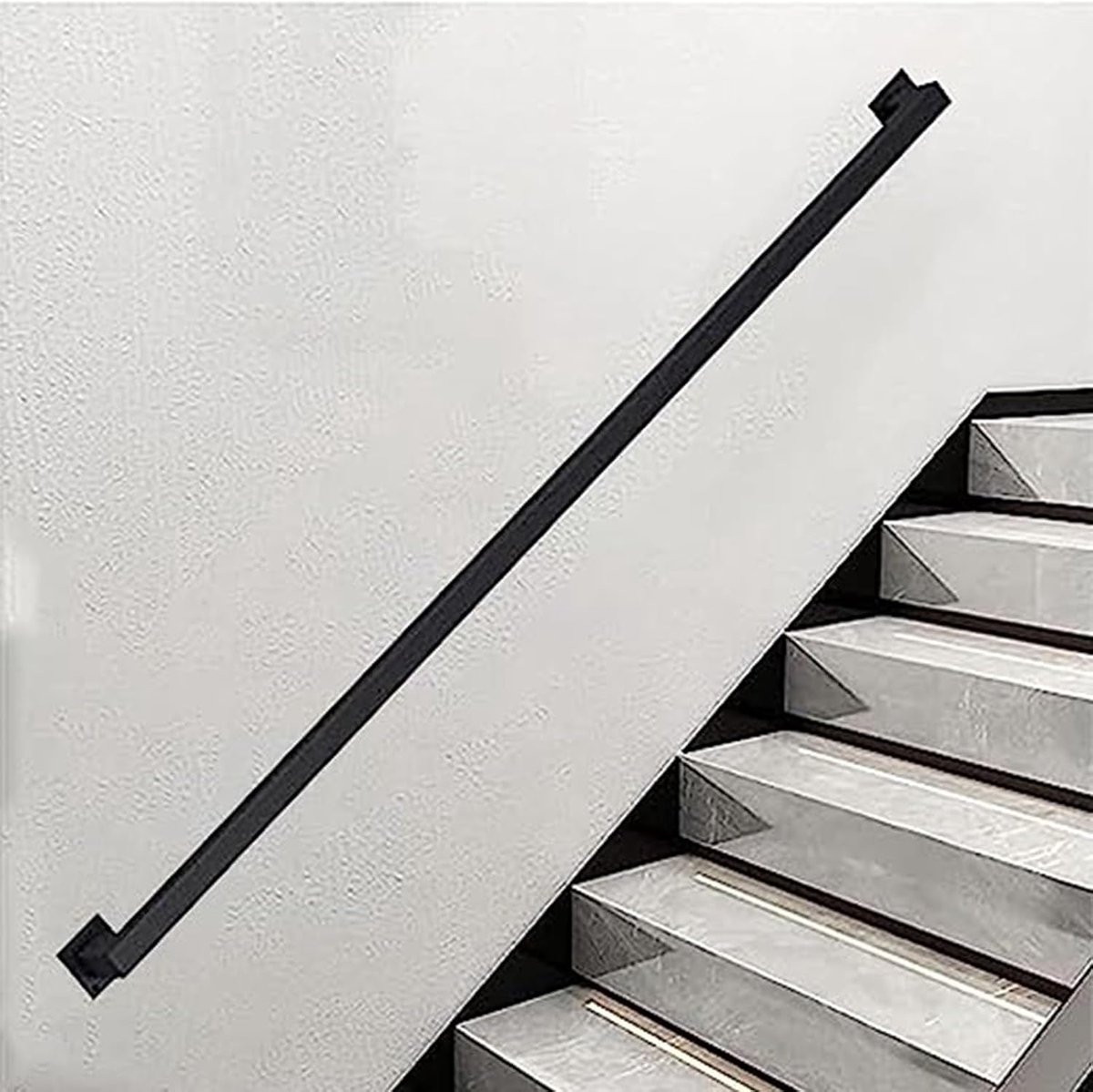 Trapleuning Set - Veiligheidsgreep Wandmontage - Veilig Lopen - Roestbestendige Coating - 30cm Lengte - Zwart Metaal