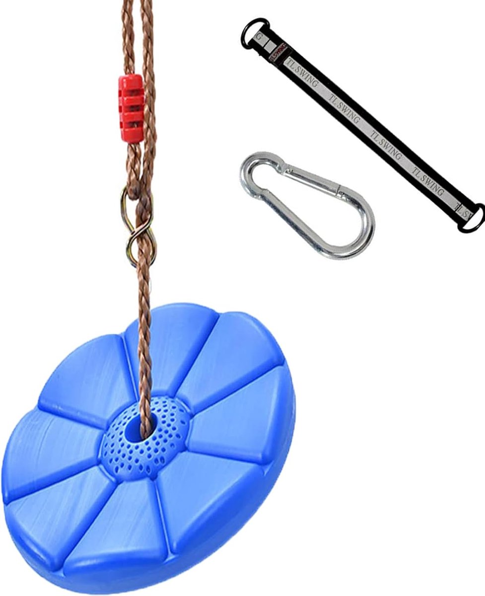 Schijf Schommel - Speelgoed Touw - Buiten Spelen - Sterke Stevige Constructie - 28cm Diameter - Blauw