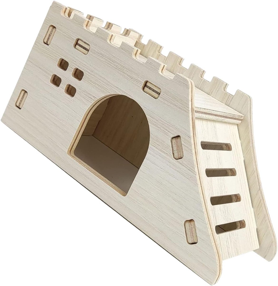 Hamster Huis - Houten Schuilplaats - Dieren Verblijf - Met Klimfunctie - 15x7x5cm - Houtkleur