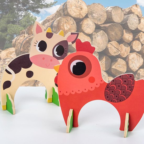 Houten Biljartspel - Dierenspel Tuinspel - Familie Buiten Spelen - Ontworpen voor alle leeftijden - 44 x 18 cm van houten — afbeelding 4