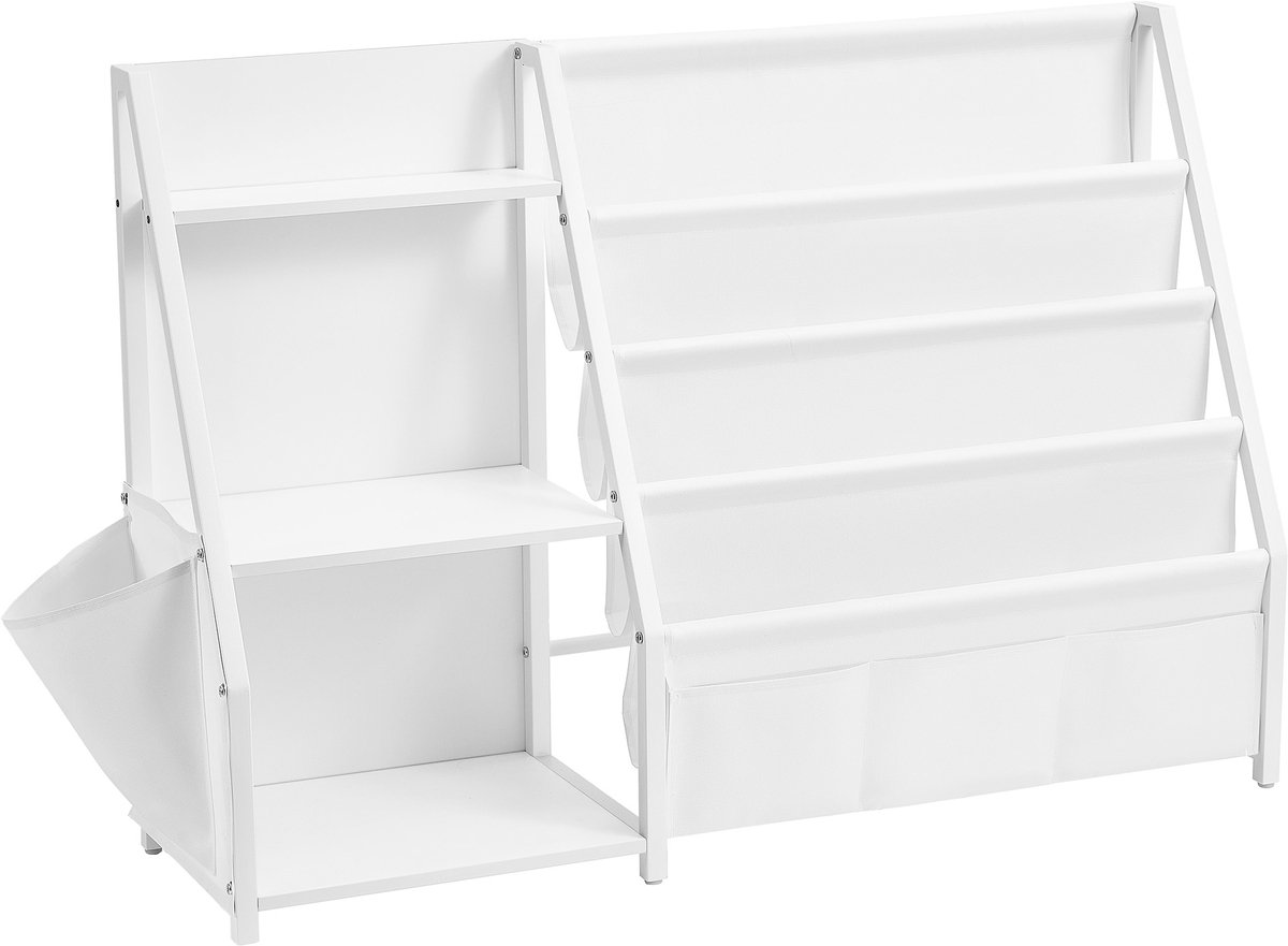Songmics Kinderboekenkast - Met Zijvak - Voor Kinderkamer en Speelkamer Wit