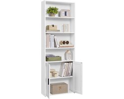 VASAGLE - Kast - Boekenkast - Met 6 Lagen - Staand Open Kast met Deuren - Voor Woonkamer en Kantoor