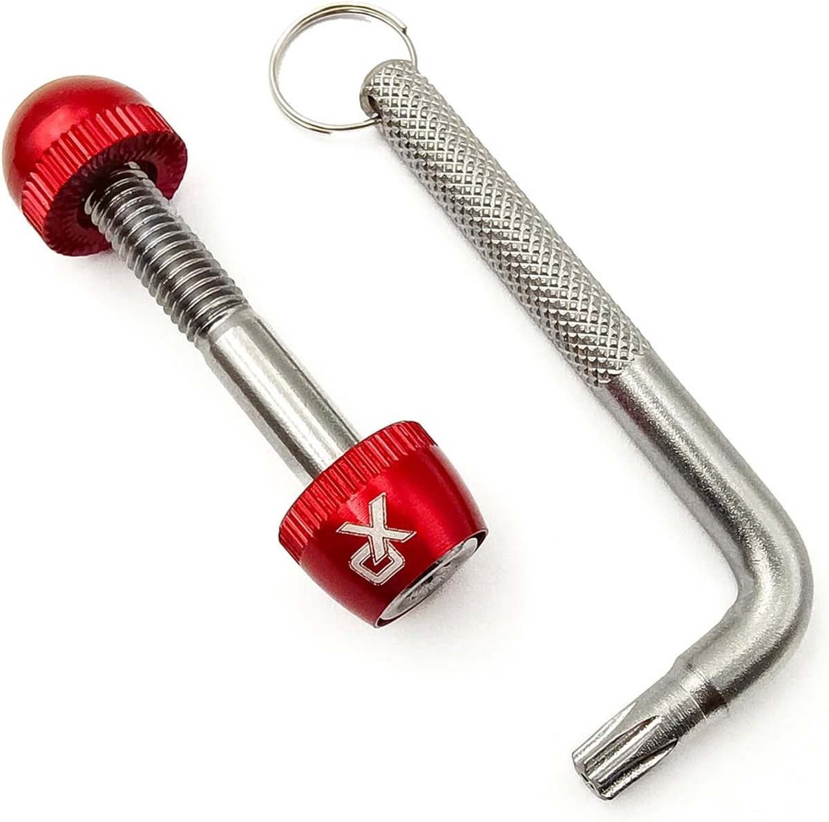 Fietszadelpen Beveiliging - Zadelpen Slot - Voorkom Diefstal - Verbeterde 7-lobe Pin - M6 x 45 mm - Rood