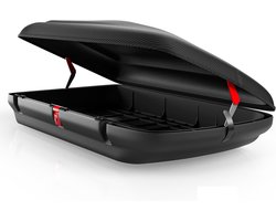 Dakkoffer met Dakdragers - Bagagebox Auto - Extra Bagage Vervoer - Carbonlook Afwerking - 320 Liter Inhoud - Zwart