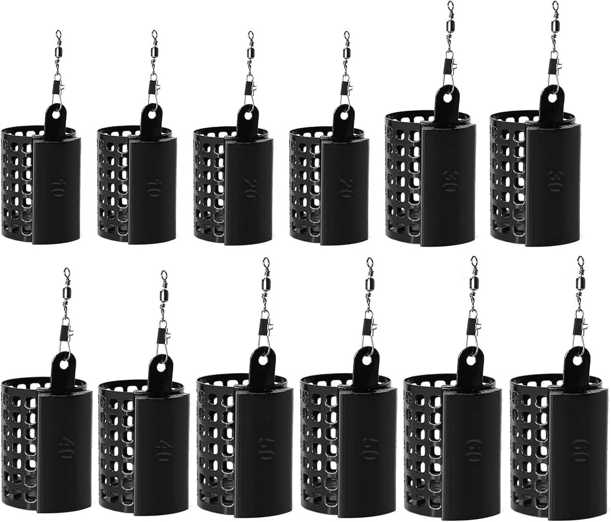 Voedermanden Set - Visvoer Kooi - Feedervissen - Loodvrije Constructie - 10-60 gram - Zwart