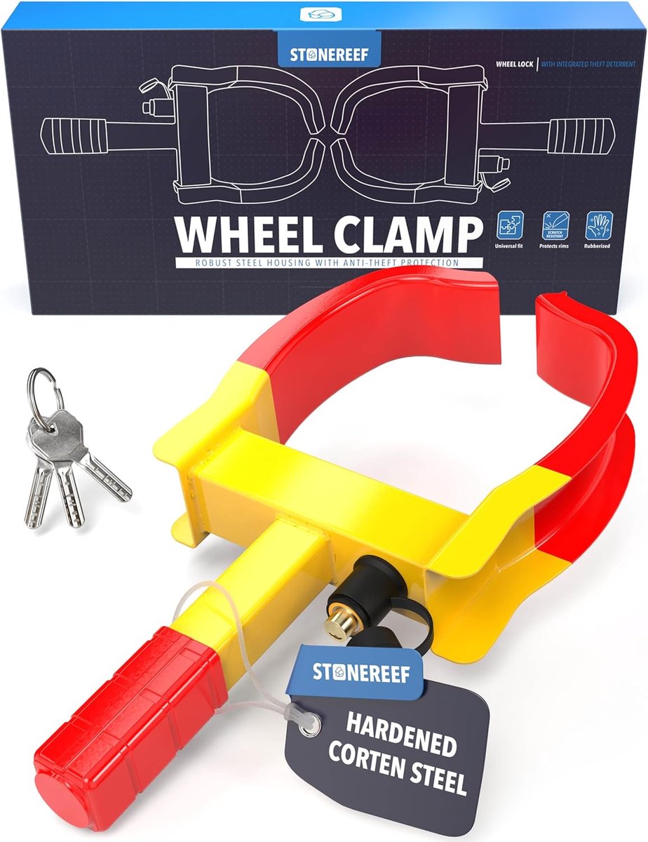 Parkeerklem Wielklem - Bandenklem Aanhanger - Voertuig Beveiligen - Velgvriendelijk Ontwerp - 19-30 cm Bandbreedte