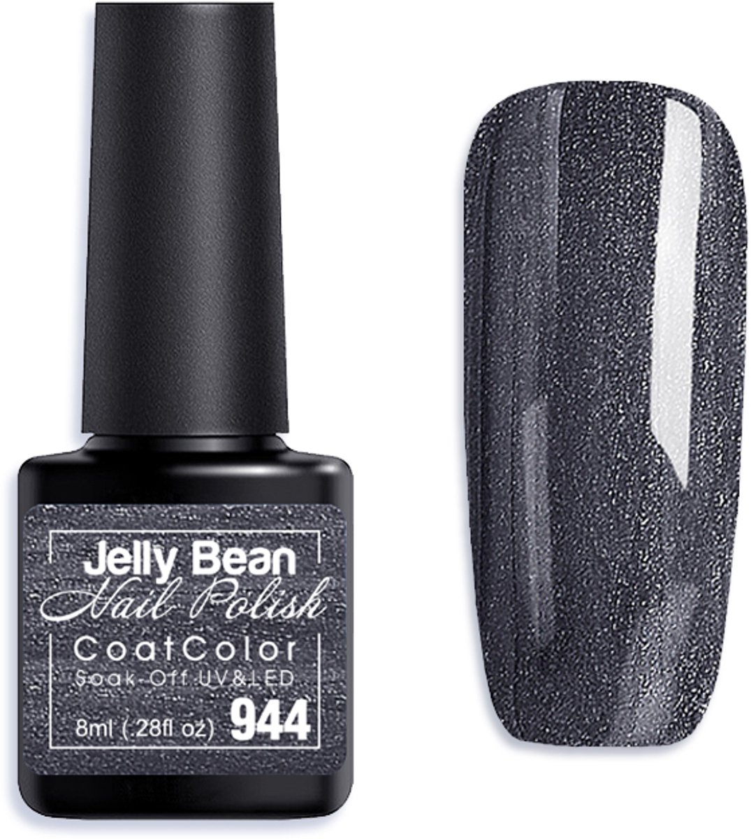 Jelly Bean Nail Polish Gel Nagellak New - Gellak - Charcoal Shimmer - Glitter - UV Nagellak 8ml