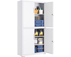 SONGMICS - Archiefkast - Stalen Opbergkast met 4 Deuren - 5 Verstelbare Planken - 2 Slotensystemen