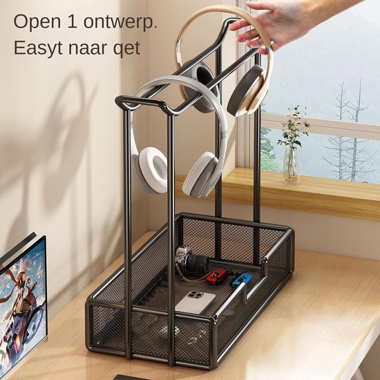 SRLWMYI Hoofdtelefoonhouder Voor Bureau – Universele Zelfklevende Standaard, Geschikt Voor Gaming Headsets En Controllers, Wit, Max 1 Kg
