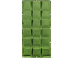 Verticale Plantenbak voor aan de Muur – ophangzak voor teelt - Vilten Plantenbak voor Aardbeien - 18 Vakken – 100x50 cm - Kruiden en Bloemen - Groen