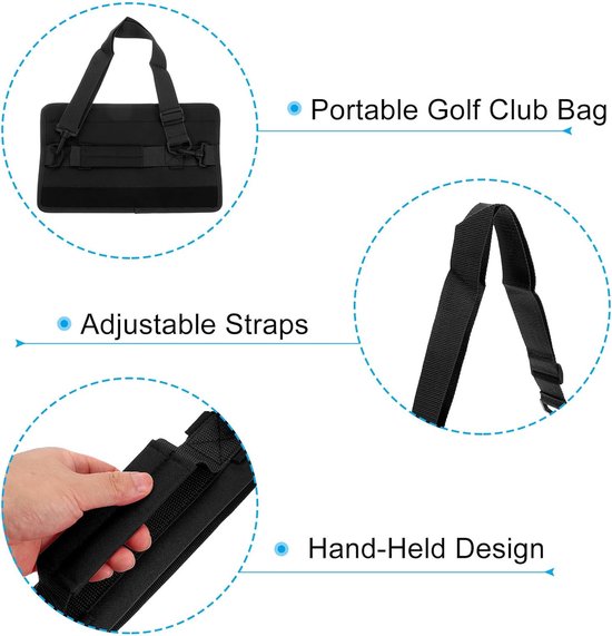 Lichtgewicht Golftas - Mini Golfdrager - Oefenronde Golf - Verstelbare Draagband - 35 x 22 cm - Zwart — afbeelding 4