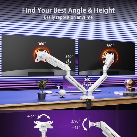 NB NORTH BAYOU F160 Amortisörlü 17-27'' Çiftli Masa Üstü Monitör Tutucu NB NORTH BAYOU F160 Amortisörlü 17-27'' Çiftli Masa Üstü Monitör Tutucu