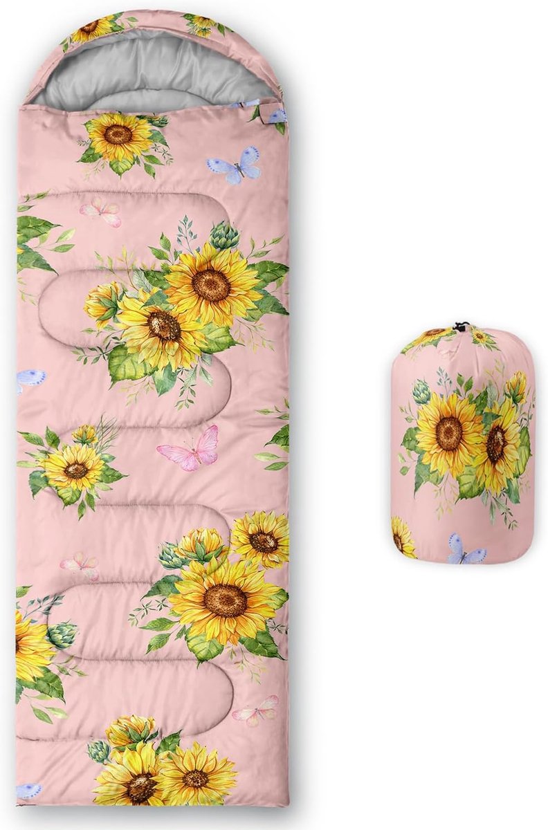 Slaapzak - Outdoor tas - Kamperen en reizen - Waterdicht en ademend - 31.5x90.5 inch - Zonnebloem Roze