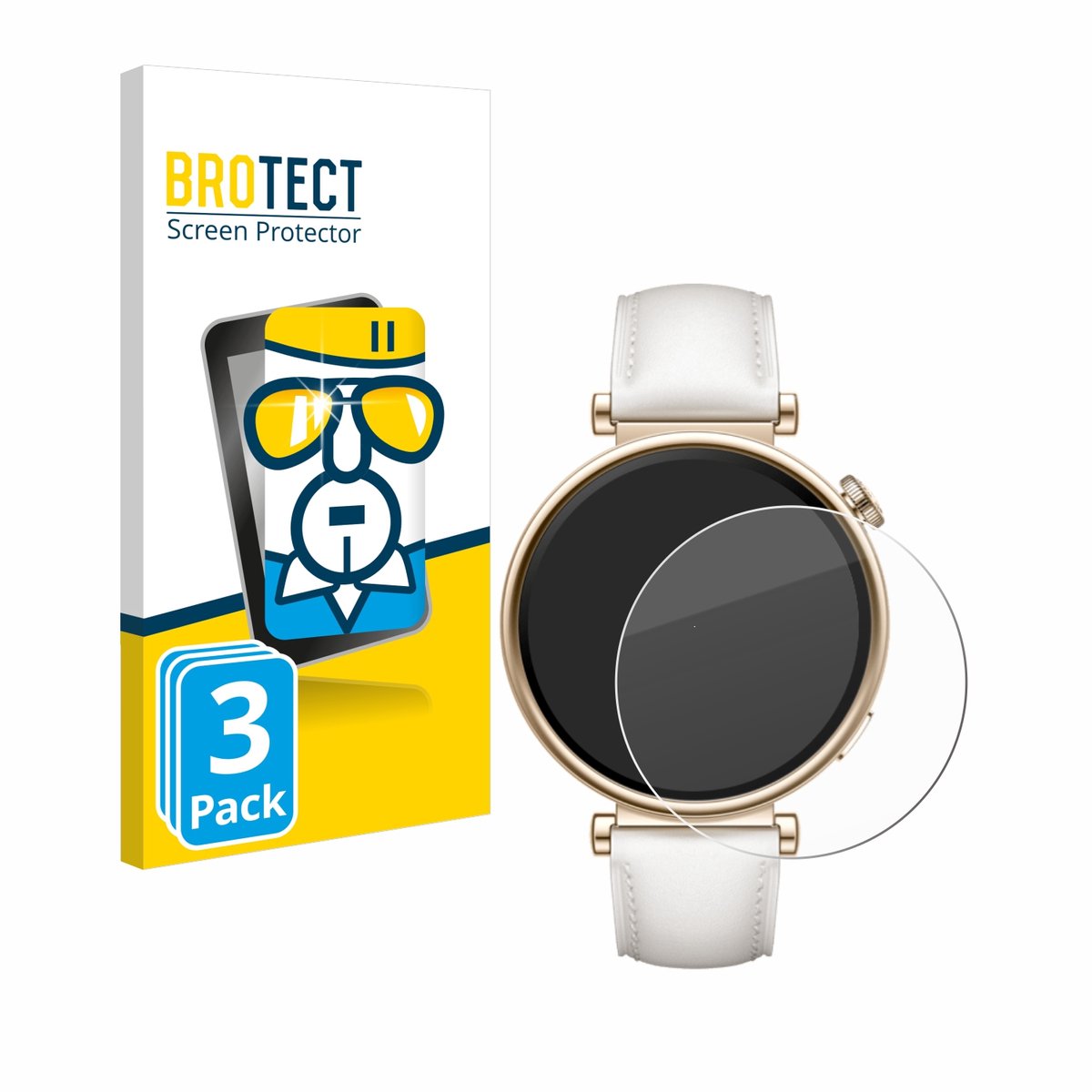 BROTECT - Glas Screenprotector voor Huawei Watch GT 4 (41mm) - Gehard Beschermglas 9H 3 Stuks