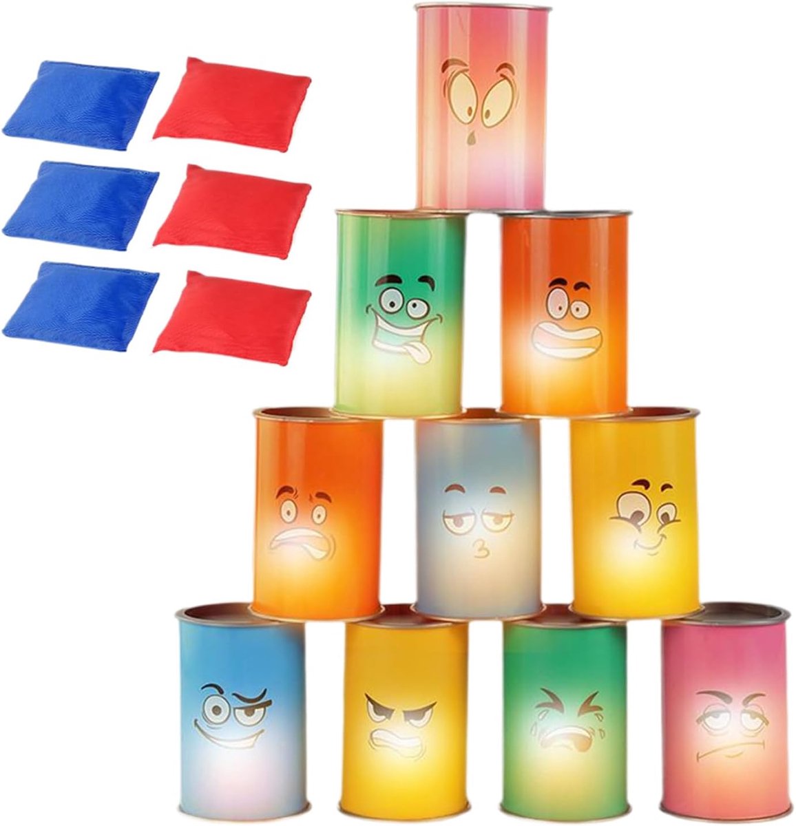 Blikken Werpspel - Gooispel Set - Groepsentertainment Buiten - Met LED Verlichting - 10x7cm Potten