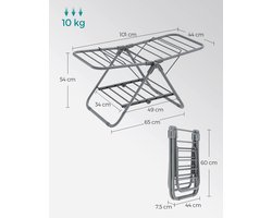 SONGMICS - Wasrek met 2 Vleugels - Opvouwbaar en Ruimtebesparend - Voor Kleine Kledingstukken