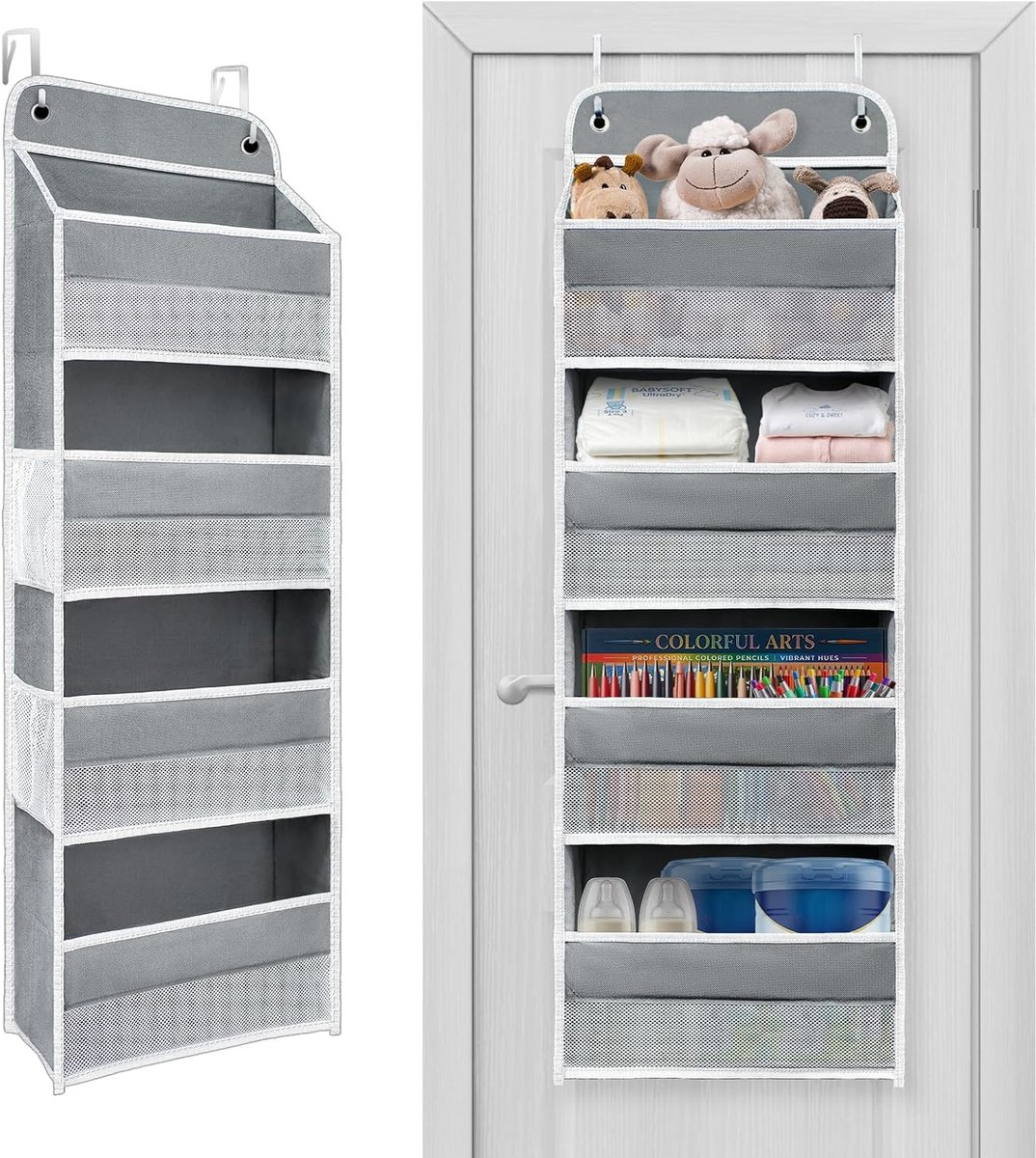 Deur Organizer - Hangende Opberger - Ruimte Besparen - 20kg Draagkracht - 107cm Hoog - Grijs
