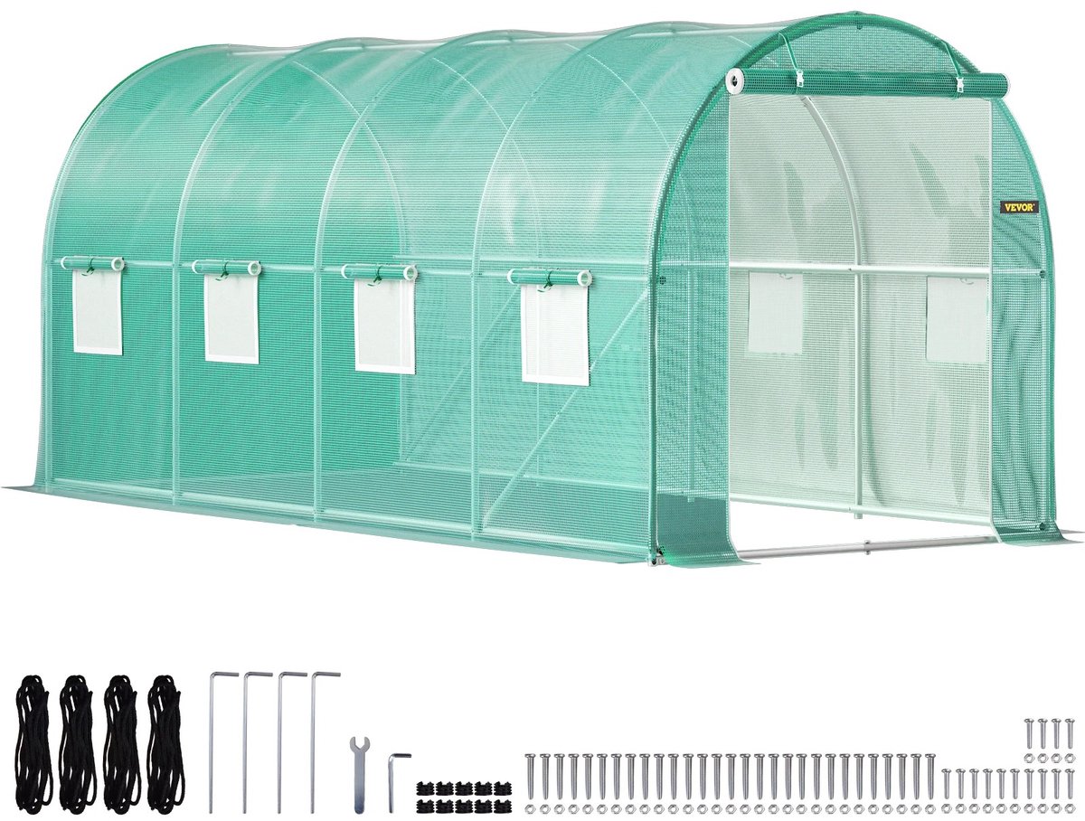 Roossentials tunnelkas - Planten kas - Kas tuin - Groente kas - Planten kas buiten - Waterdichte hoes - Gegalvaniseerd frame