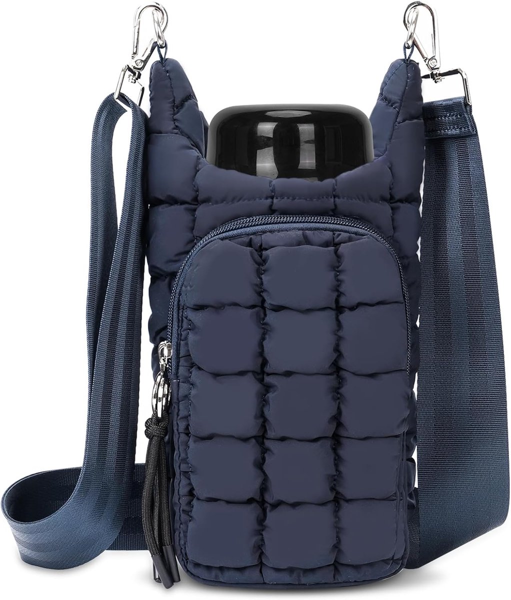Gewatteerde Flesdrager - Crossbody Tas - Sport & Reizen - Telefoonvak & Bescherming - 12x26 cm - Blauw