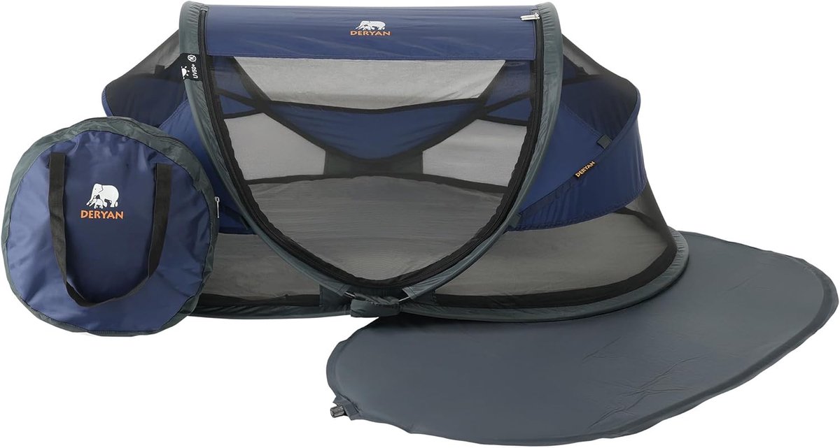 Reisbed Baby - Baby Tent - Snel Opgezet - Inclusief Matras - 120x75x50cm - Navy