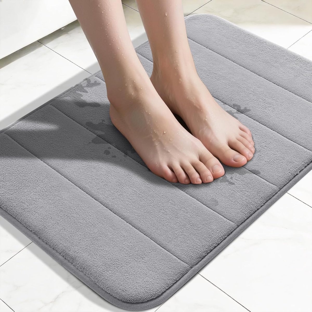 Memory Foam Badmat - Extra Zacht Absorberend Antislip Badkamer Mat - 40*60cm Snel drogend Wasbaar - voor Bad, Douche - Grijs - 1 Stuk