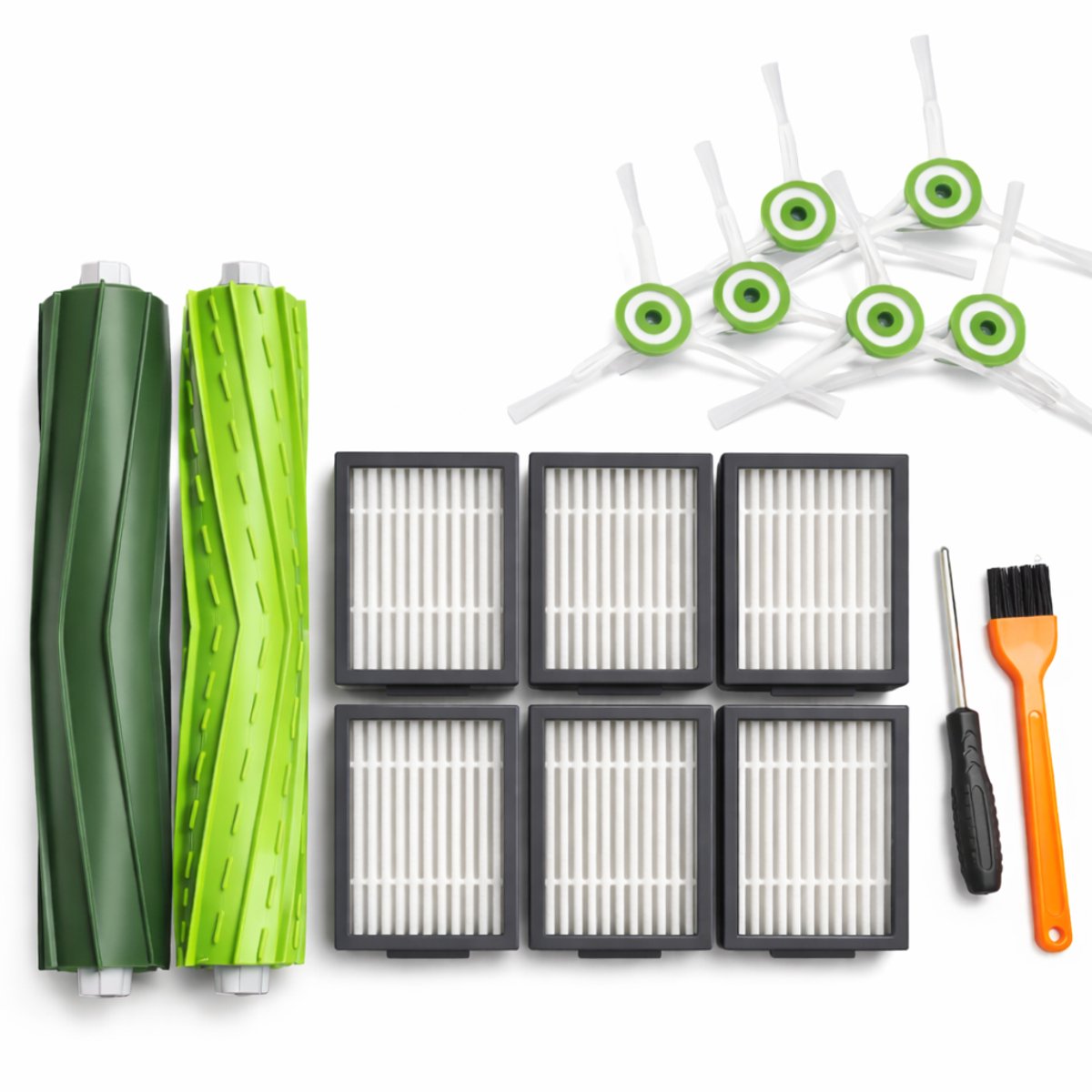 Home & Marker - Onderhoudskit geschikt voor iRobot Roomba E & i-Serie - E5, E6, E7, i1, i1+, i2, i3+, i4, i4+, i6, i6+, i7, i7+, i8, i8+ - 14-delige Vervangingsset - Met Filters, Zijborstels & Rolborstels - IFRESH