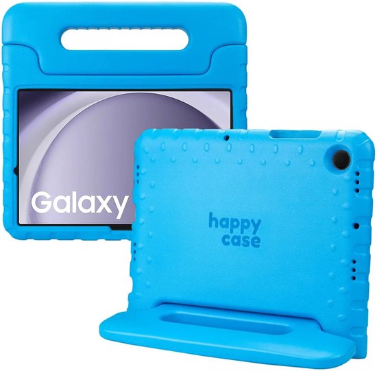 HappyCase Kinder Tablethoes Geschikt voor Samsung Galaxy Tab A11 / Tab A9 | Kindvriendelijke Hoes | Beschemhoes | Kinderhoes | met Handvat en Standaard | Blauw
