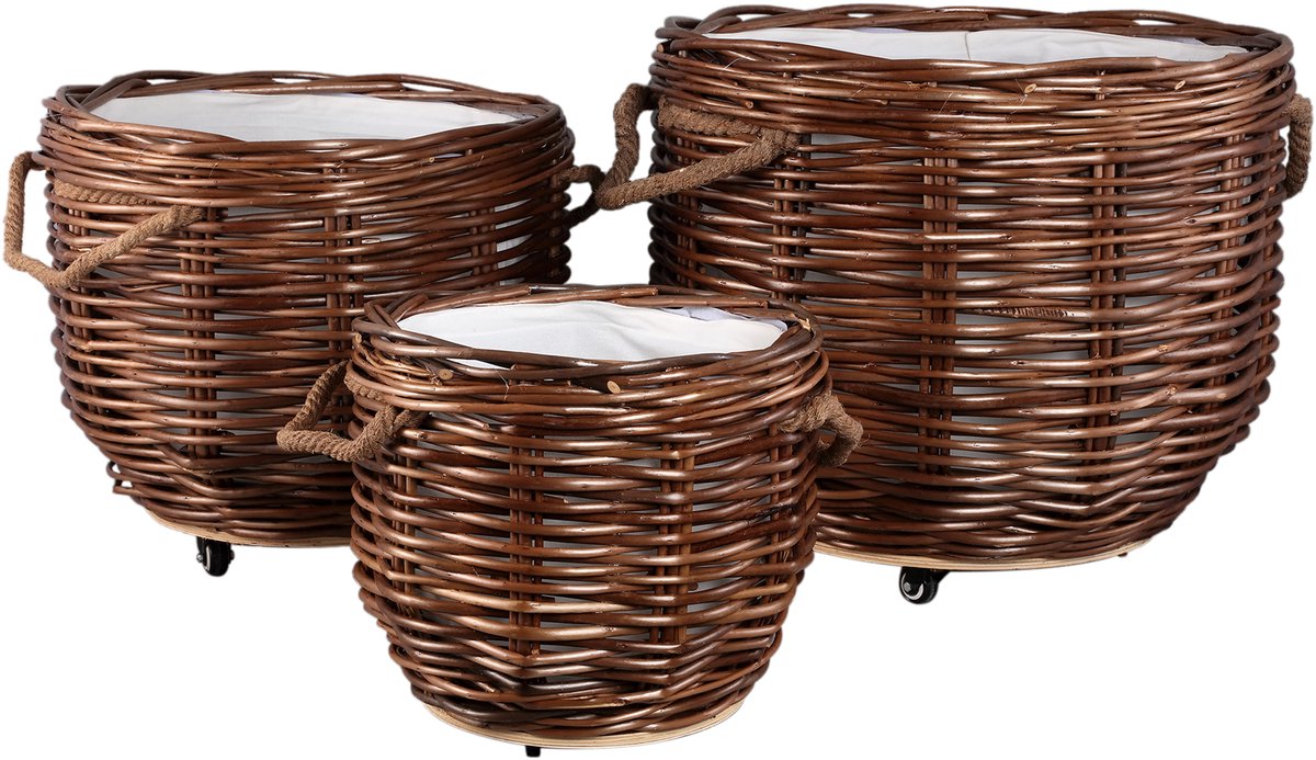 PTMD Darrett Brown Willow Basket Bombey With Wheels SV3