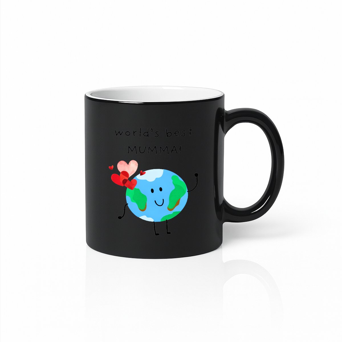 Magische Kleurveranderende World's Best Mumma Mok - Warmtegevoelige Zwarte Mok - Wereldbol Design