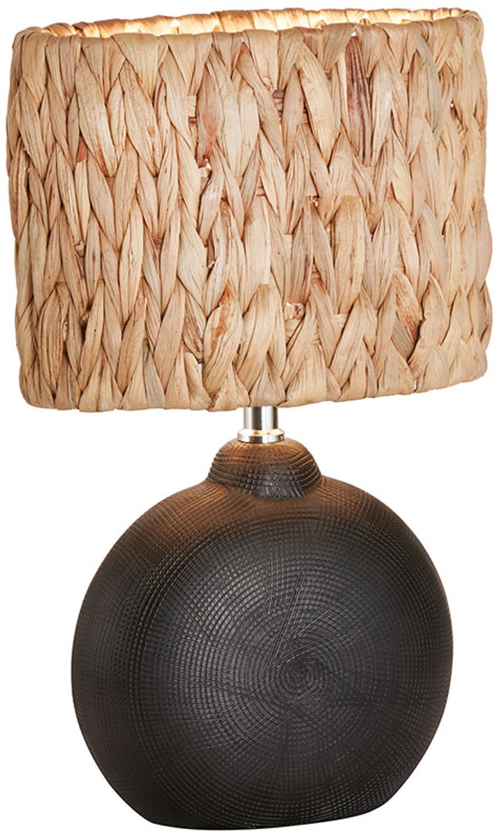 Tafellamp keramiek zwart waterhyacint Tafellamp Nachtlamp Bijzetlamp, natuurlijke kleur, 1x E14, LxH 23 x 38,5 cm