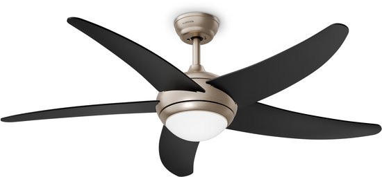 Klarstein Bolero plafondventilator 132 cm, 5 bladen, stille DC-motor, 6 snelheden, verlichting, afstandsbediening, 25 m², dimbaar, IP44